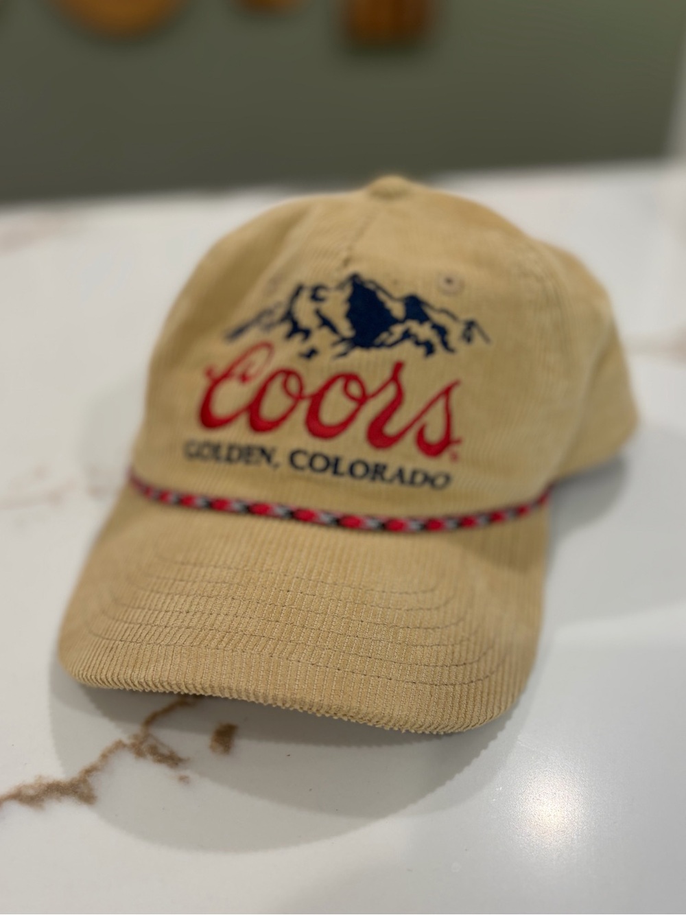 Coors Golden Corduroy Baseball Cap in Beige, snap back